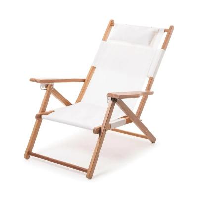 China Modern mixcy Beach folding chair made of solid teak wood with fabric seat and backrest for indoor and outdoor for sale