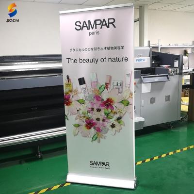 China Lightweight Portable Roll Up Banner Printing Retractable Aluminum Alloy Roll Up Banner Stand for sale