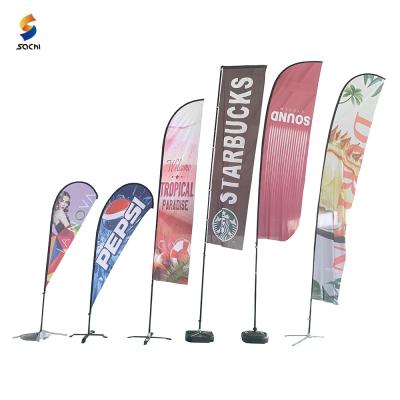 China Waterproof Eco-friendly Double Sided Flying Beach Flag Banner With Poles Kit, Advertising Feather Flag Teardrop Flags for sale