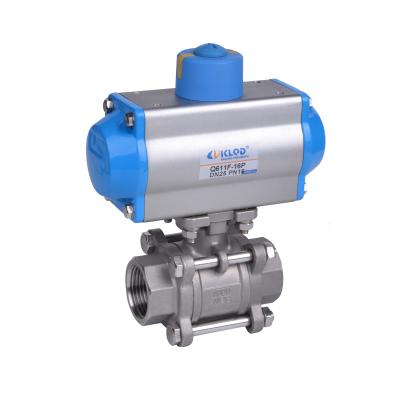 China 3pcs General Type - 2 Inch Pneumatic Operated Stainless Steel Ball Valve for sale