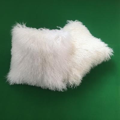 China 100% real eco-friendly mongolian lamb fur pillow for sale