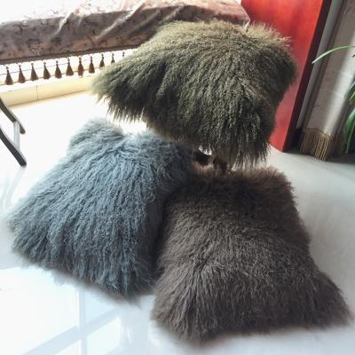 China Home Collection 40*40cm Eco-friendly Home Collection 40*40cm Lamb Fur Pillow Cover Tibet Mongolian Lamb Pillow for sale