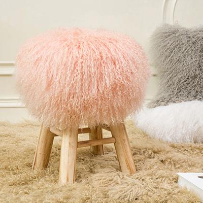 China Eco - Friendly Mongolian Lamb Fur Pouf Chair Cover for sale