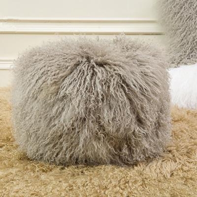 China Eco - Friendly Gray Color Hot Sale Mongolian Curly Fur Chair Cover for sale