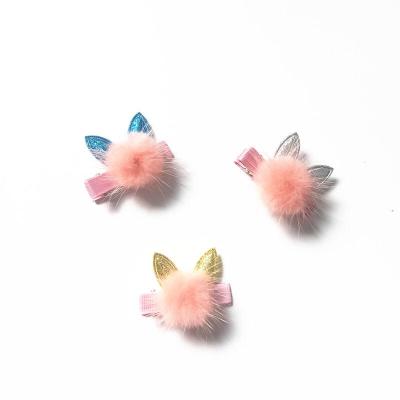 China kids wholesale mink fur hair clips for kids hair clips for sale