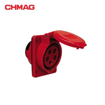 China Chmag ieccee industrial splash proof 16A 32A 220-380/240-415v 5Pin panel mount socket 415 425 for sale