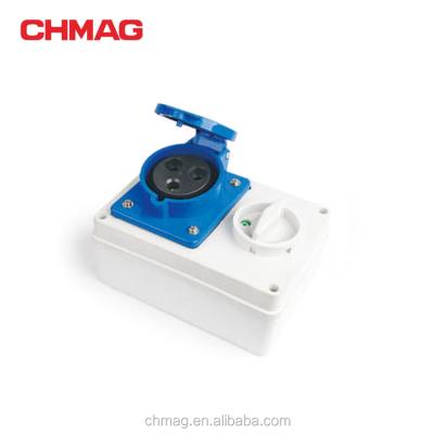 China Chmag Insulation Socket 16A 32A 220-240V 3P Industrial IP44 Connector Coupling Switch Socket for sale