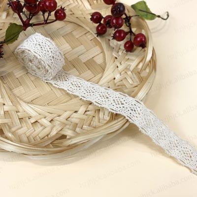 China Factory Price Customized Viable Polyester Cotton Stretch Embroidery Guipure Ribbons White Trimming Lace Up Customized Width for sale