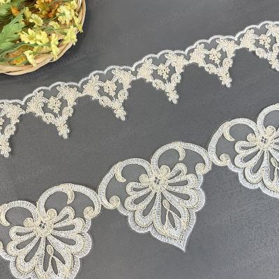 China Viable Wholesale High Quality Embroidered Bridal Bridal Dress Lace Trim For Tablecloth Home Textile Sewing for sale