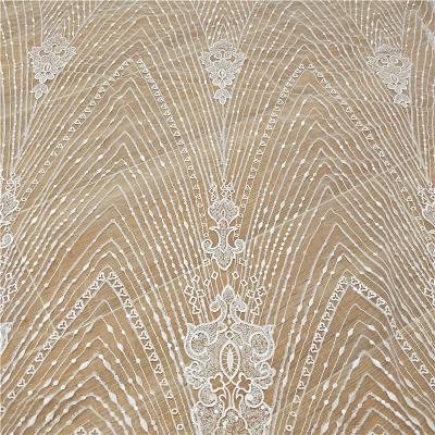 China Handmade Manufacturer Beautiful Flower White Bridal Wedding Dress Lace Up Fabric With Sequins For Women Wedding Dress for sale