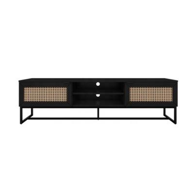 China BELLEWORKS Wooden Cabinet (Other) OEM ODM Rattan TV Stand Living Room Furniture Black Adjustable Unit Stand TV Stand for sale