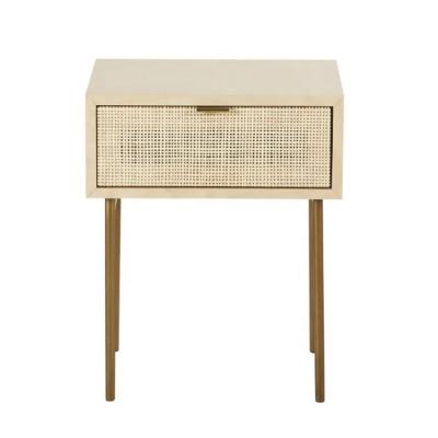 China (Other)Japanese Style Rattan Furniture Solid Wood Nightstand Adjustable Light Luxury Modern Bedside Table for sale