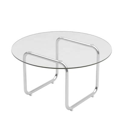 China Nordic minimalist light luxury small round coffee table stainless steel tempered glass sliver coffee table living room sofa side table for sale