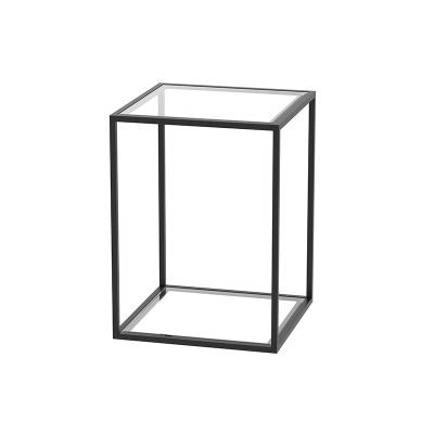 China Small Nordic Modern Minimalist Transparent Living Room End Table Sofa Glass Side Table for sale