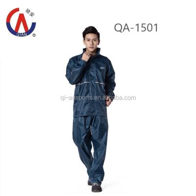 China Wholesale Suit Navy Bachelor Waterproof Clothing Adult Polyester Raincoat With Pants QA-1501 For Wholesale for sale