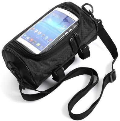 China Black Bicycle Front Frame Bag Storage Waterproof Handlebar Cell Phone Bag Bike Travel Recycling Utility Mount for sale