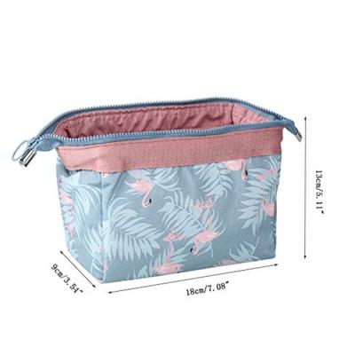 China Portable Custom Made Light Blue Flamingo Logo Large Capacity Fashion Storage Cosmetic Wash Bag for sale