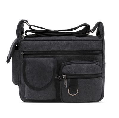 China Leisure Custom Black Vintage Strap Shoulder Sling Bag Fashion Designer Single Men Canvas Messenger Bag for sale