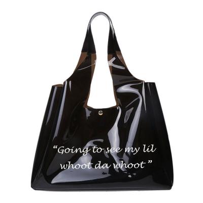 China Large Fashionable Clear Tote Bag Transparent Pvc Tote Shopping Bag Stadium Bag For Security Travel for sale