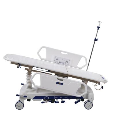 China Rear Section Adjust Medical Equipment ICU Room Hydraulic Transfer 4 Functions Hospital Stretcher for sale