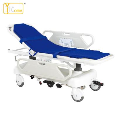 China Rear Section Adjust Hydraulic Adjustable Surgical Good Price Fit ABS Handrails Hospital Delivery Transfer Ambulance Stretcher for sale