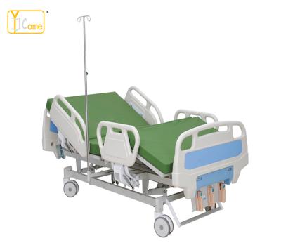 China High Quality Thick Medical Tube Bed Hospital Equipment Bed Manual Three Crank Patient Medical Hospital Bed With Mattress for sale