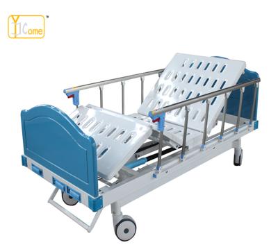 China Hospital Bed Detachable Painted Wooden Head And Foot Panel Three Section Crank Hospital Bed With Good Price for sale