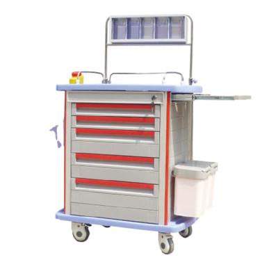 China Contemporary Hospital Nurse Medical ABS Emergency Trolley With Disposable Lock for sale