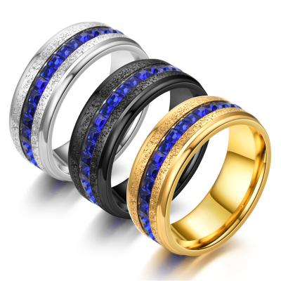 China Stocked Brand Luxury High End Jewelry For Sapphire Titanium Diamond Mens Womens Couples Stainless Steel Classic Wedding Ring for sale