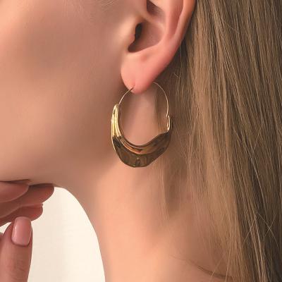 China New Youthway Instagram simple baroque irregular gold plated personality temperament alloy circle stocked earrings for sale