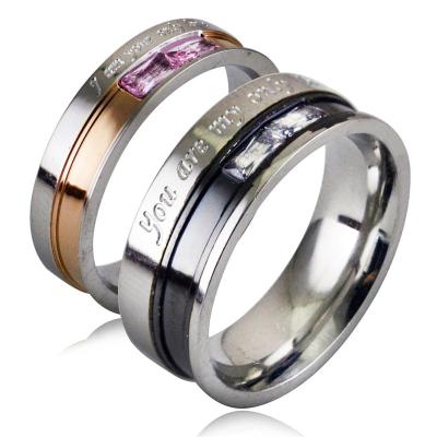 China Korean Stocked Fashion Jewelry Accessories Love Crystal Diamond Titanium Steel Couple Ring For Valentine's Day Gift for sale