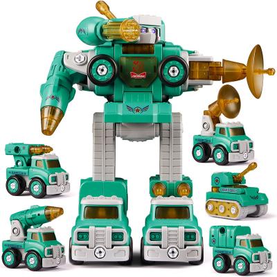 China ERCHAOXI 2021 New Toys Kids 5 IN 1 Military Transform Car Robot Toys For Kids Gift 24.2X18.3X30cm for sale