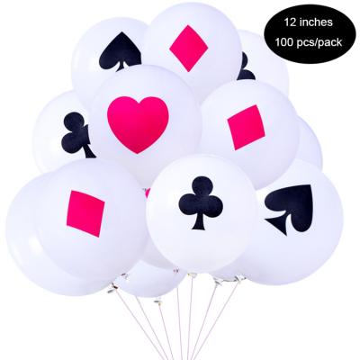 China Party Decoration Printing Wholesale Custom Balloon Poker Balloon Border Layout 12 Inch Printing Latex Poker Round Balloon for sale