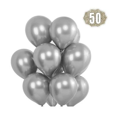 China Party Decoration 50 Pieces 12 Inch Silver Chrome Balloons, Metallic Latex Balloons for Party Decoration (Silver Set) for sale