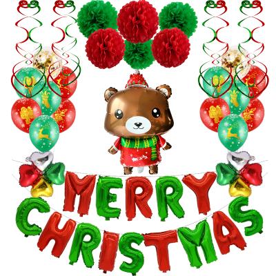 China Decoration Christmas Wholesale Merry Christmas Balloons Set Red and Green Bear Foil Letter Balloon for Christmas Party Decoration for sale