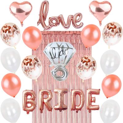 China Beautiful Carry Kaile Rose Gold Bachelorette Party BRIDE Shower Decoration Silver Diamond Ring Wedding Supplies Foil Balloon Balloon for sale