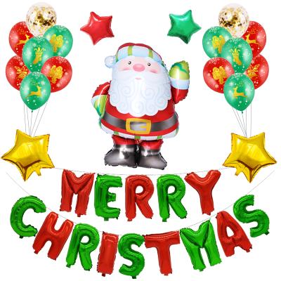 China New 2020 Christmas party party decoration Christmas balloon set Santa Foil Balloons Printed Latex balloon 16 inch Merry Christmas party supplies for sale