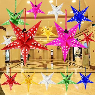 China Hollow Paper Star Lanterns Christmas Decoration 45cm Mutil-colored Hanging Christmas Paper Wedding Decoration Party Supplies for sale