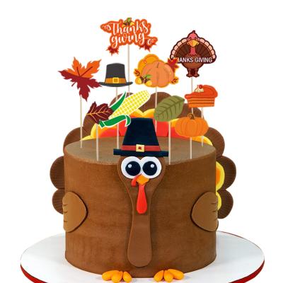 China Party decroation 2021 original design thanksgiving day maple turkey pumpkin theme cake topper new for sale