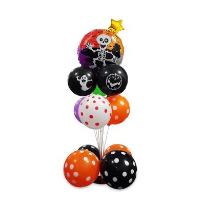 China Wholesale Happy Halloween Decoration Halloween Balloons For Celebrate Party Decorations Skull Foil Balloon Column Round Latex Printed Balloon for sale