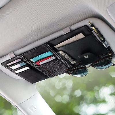 China Business/luxury car accessories interior sun visor organizer with storage pockets for cards, pens, sunglasses and documents for sale