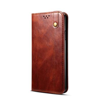 China Wallet Function Universal Oil Protective Wax PU Phone Case Flip Leather Cover For iphone 13 for sale