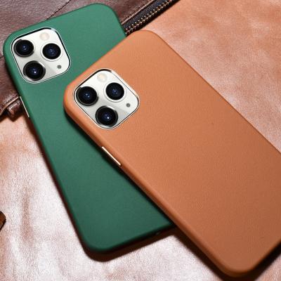 China Top Newest Hot Selling Fashion Design Genuine Cowhide Back Cover Protective Leather Case For iPhone 13 and 12 for sale