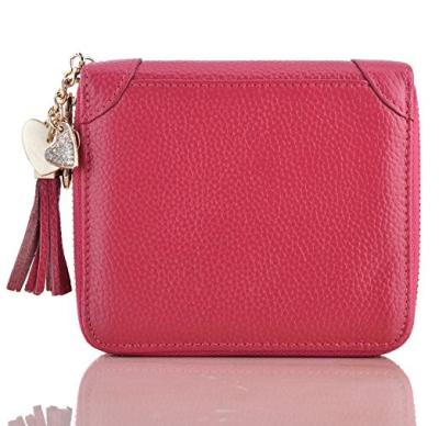 China Women's Classic and Simplicity SafeCard Purse Credit Card Case Wallet 2 ID Window and Card Holder Zipper for sale