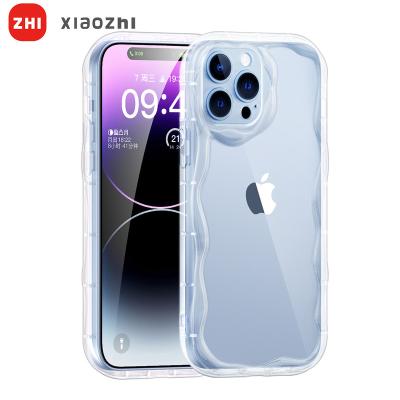 China Wholesale Crystal Clear Transparency Soft TPU Shockproof Slim Cell Phone Case Cover Cream Wavy Texture Mobile Phone Case for sale