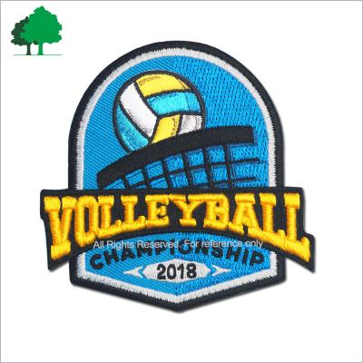 China 3D custom factory direct OEM high quality cheap merrow iron on 3D volleyball embroidery patches for sale