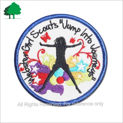 China high quality custom factory direct 3D embroidery cheap iron on camping activities patches for clothing for sale