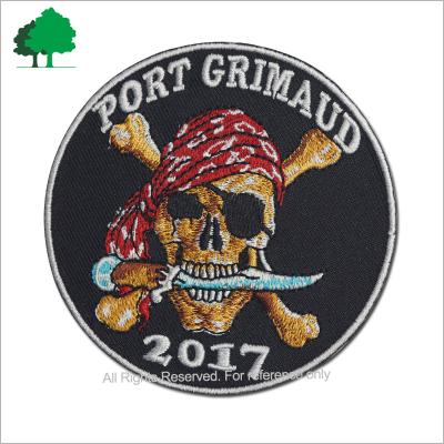 China 3D factory direct sale custom high quality cheap embroidery skull patch for sale