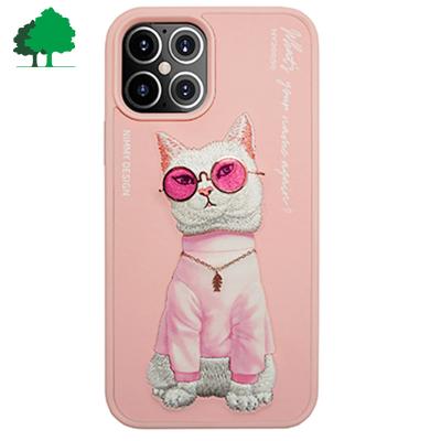 China New Shockproof Ophthalmic Lens Cute Cat Embroidery Phone Case for sale