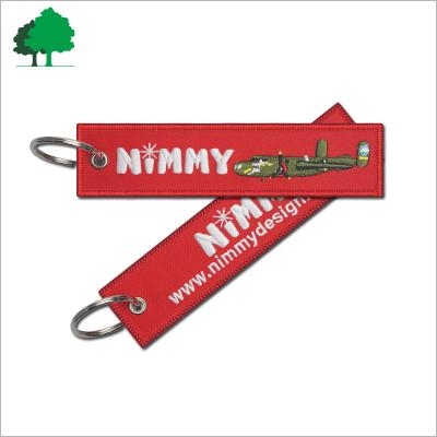 China High Quality Cheap Gifts Factory Direct OEM Embroidery Fabric Customer Logo Double Side Airline Key Chain Gift for sale